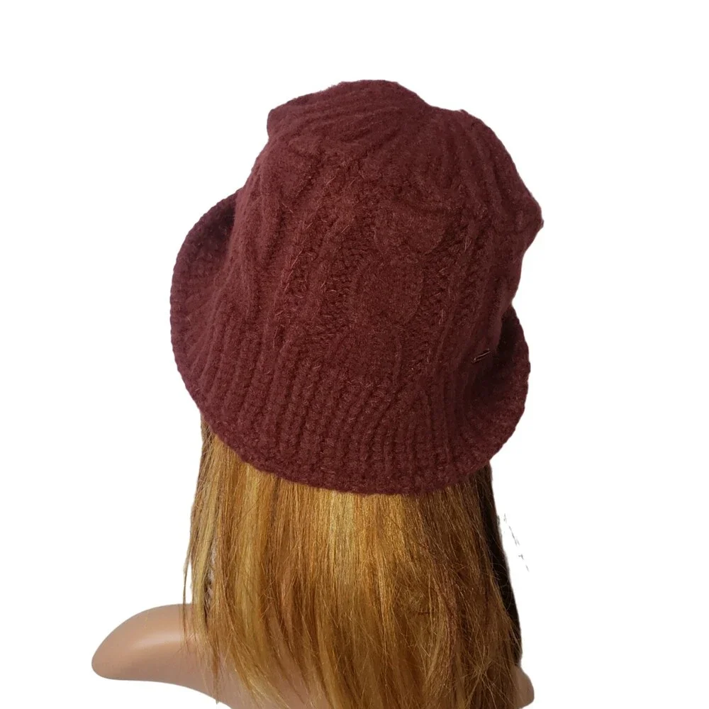 STEVE MADDEN Burgundy Acrylic Winter Hat One Size